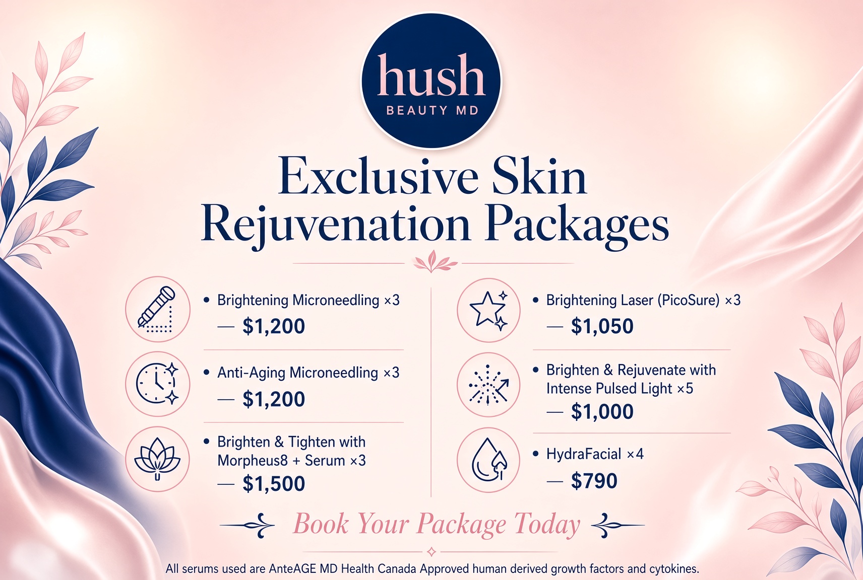 Hush Beauty MD September skin rejuvenation packages: six treatment bundles from $790